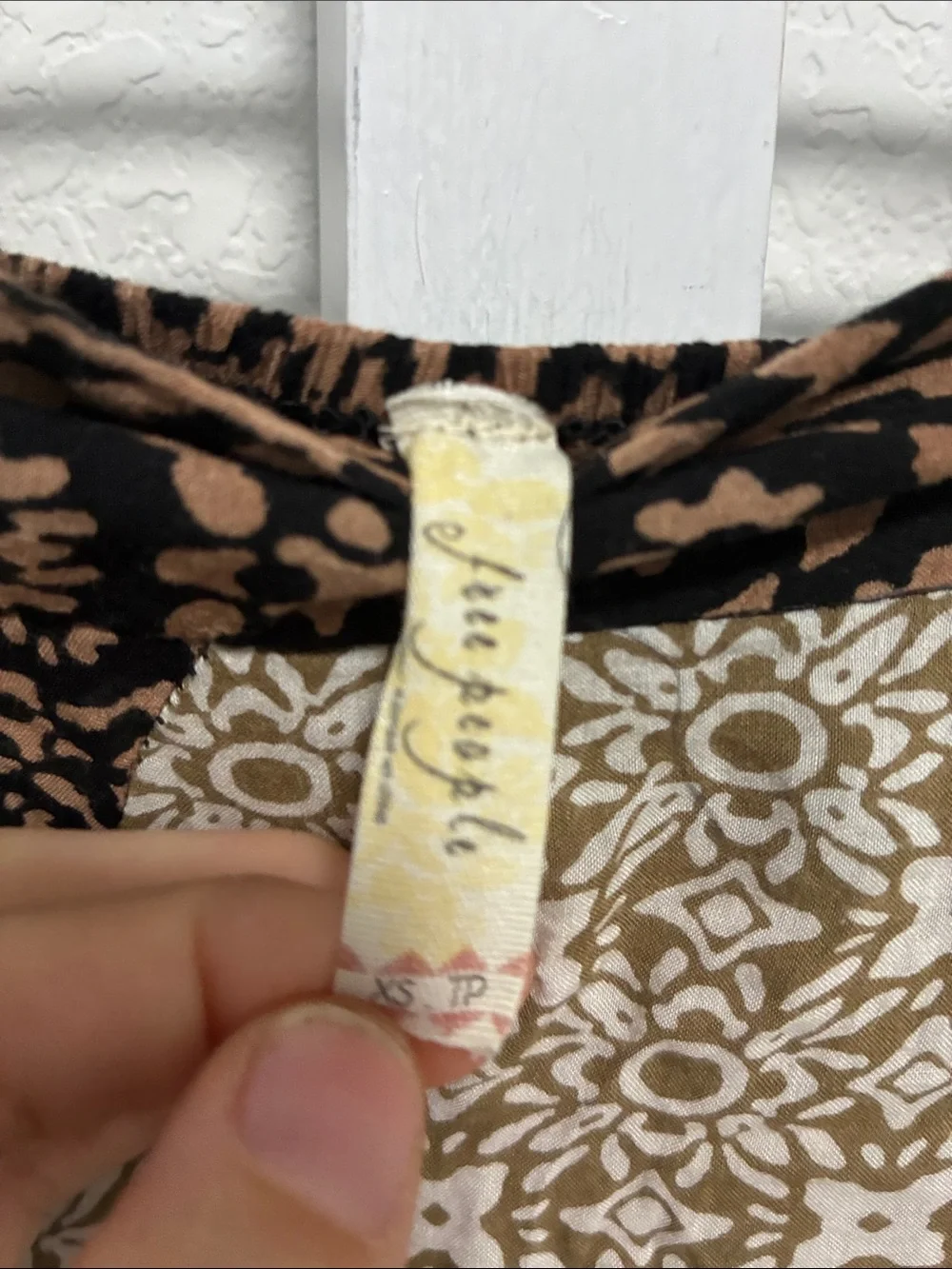 Free People Tan Black Boho Print Handkerchief Hems Midi Skirt